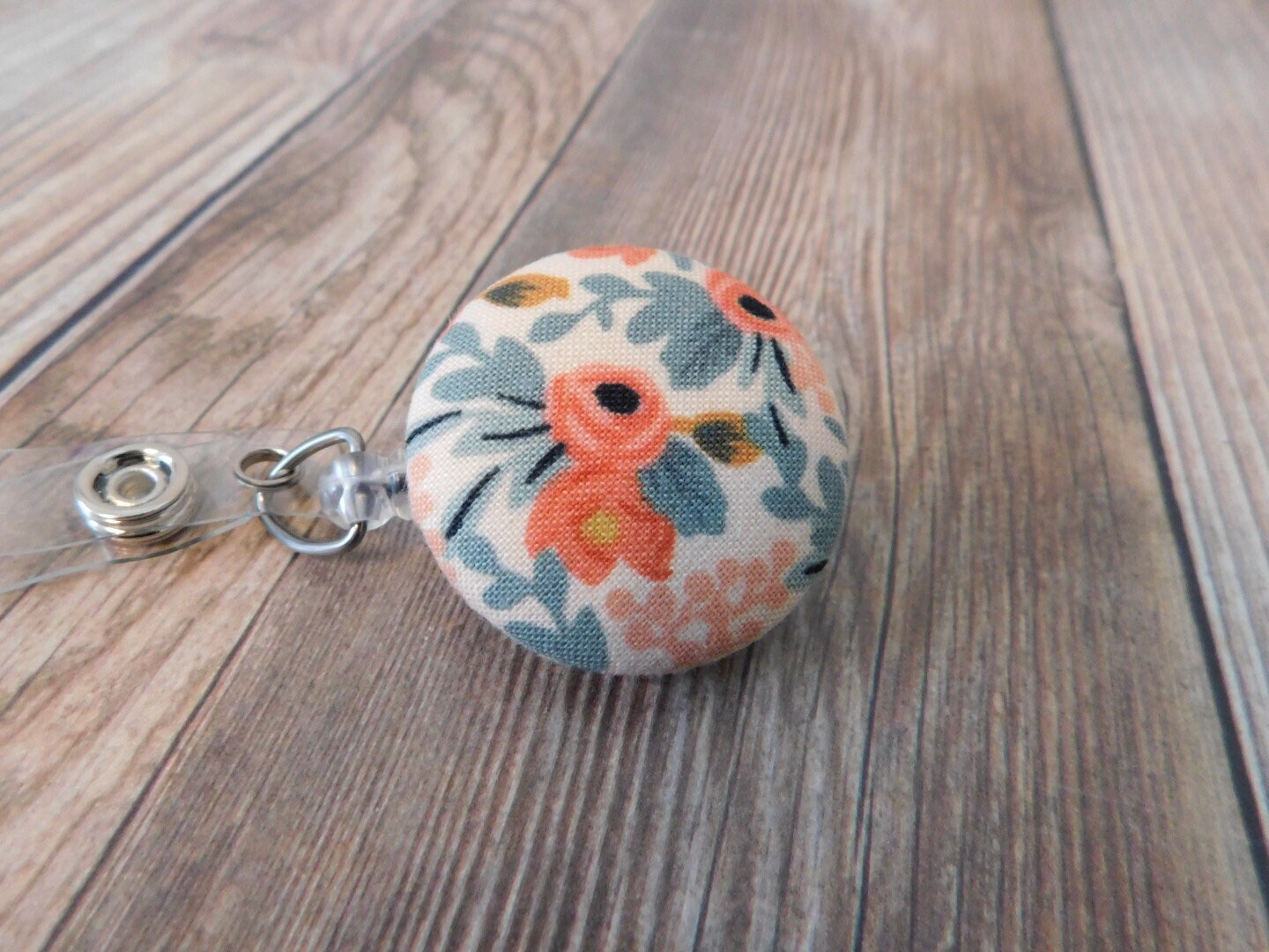 Rifle Paper Co Fabric Floral Badge Reel - Retractable ID Badge