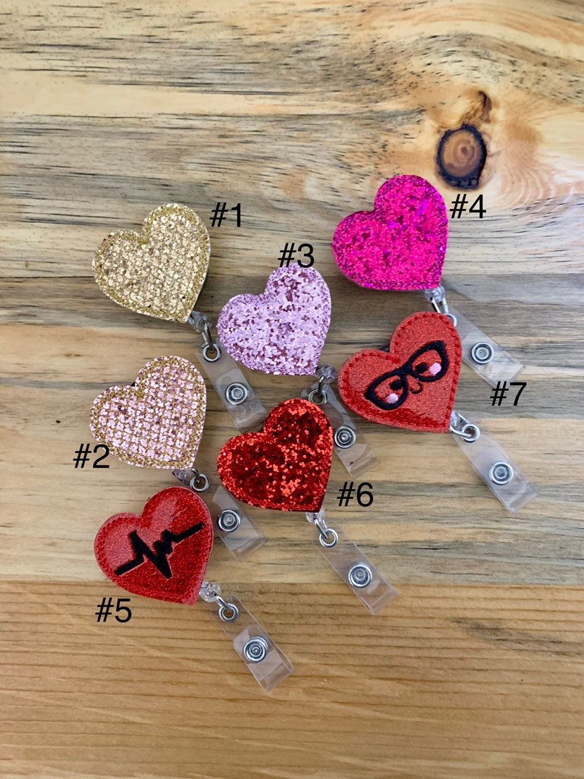 Heart Badge Reel - Valentines Day Badge - Heavy Duty Badge Reel – 13  Dragonfly Designs