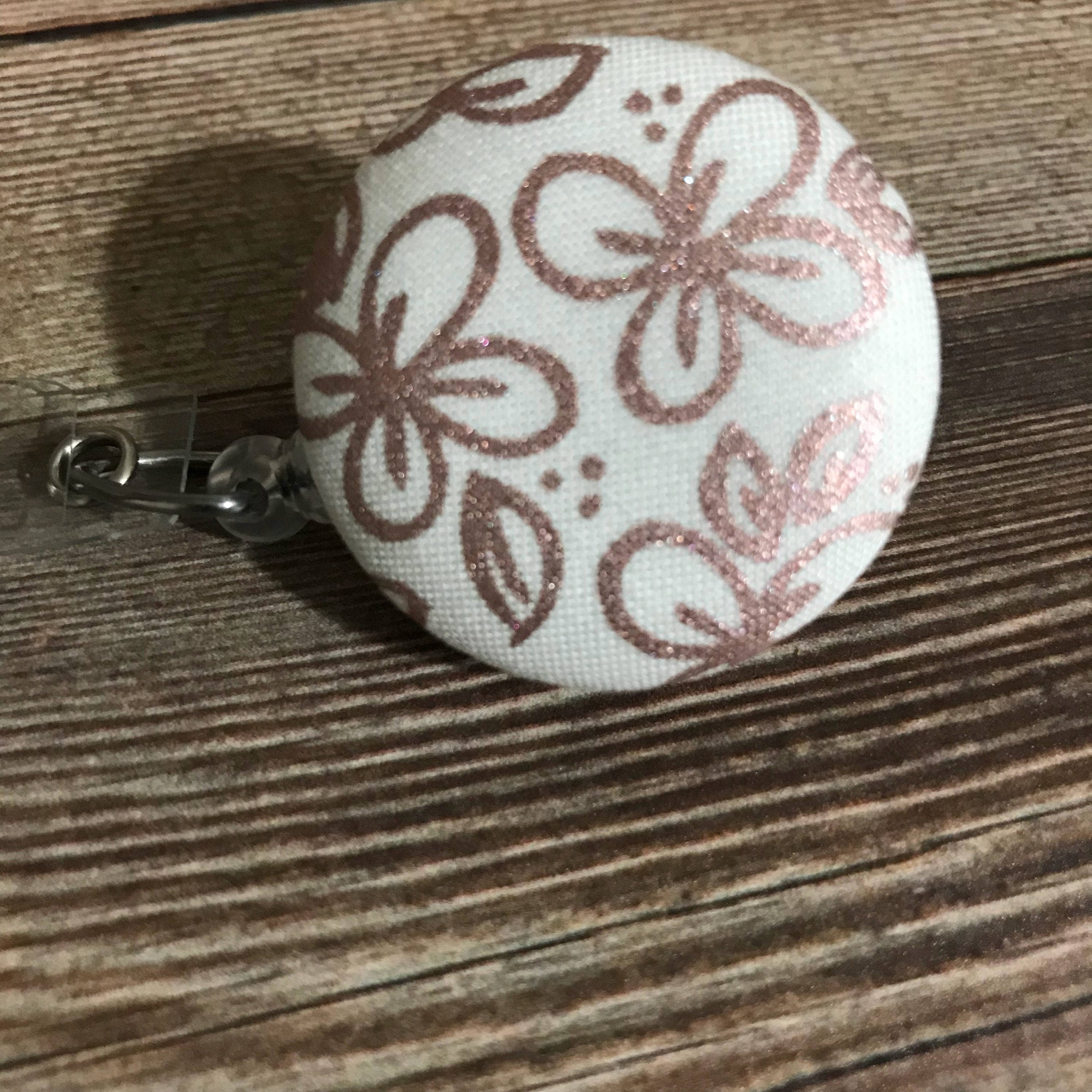 Rose Gold Floral Badge Reel - Retractable ID Badge - Cute Badge Reel - Badge Name Holder - Badge Reel Nurse - ID Badge Holder -teacher Badge Belt Clip