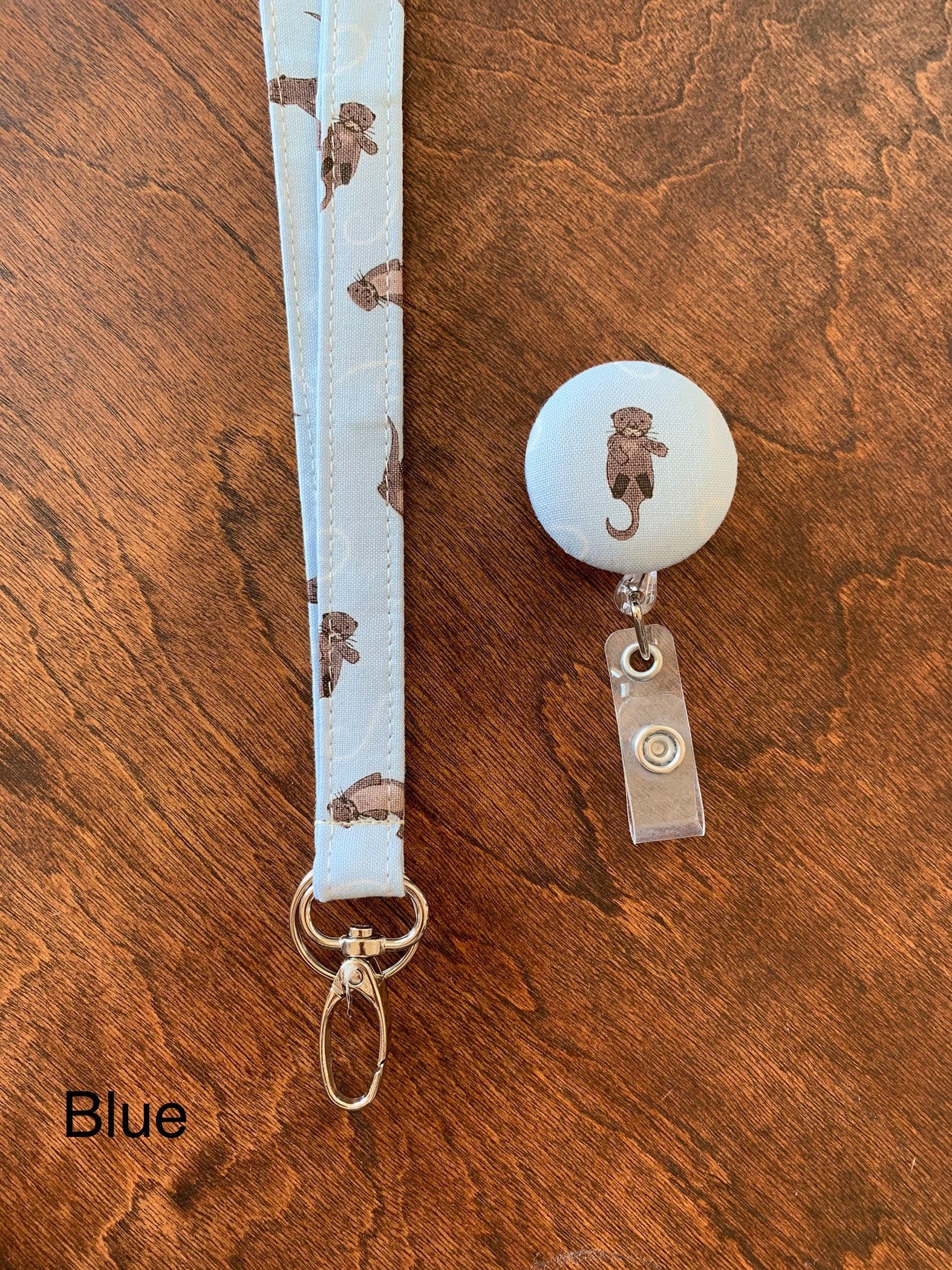 Otter lanyard in blue with a matching badge reel, Otter gift