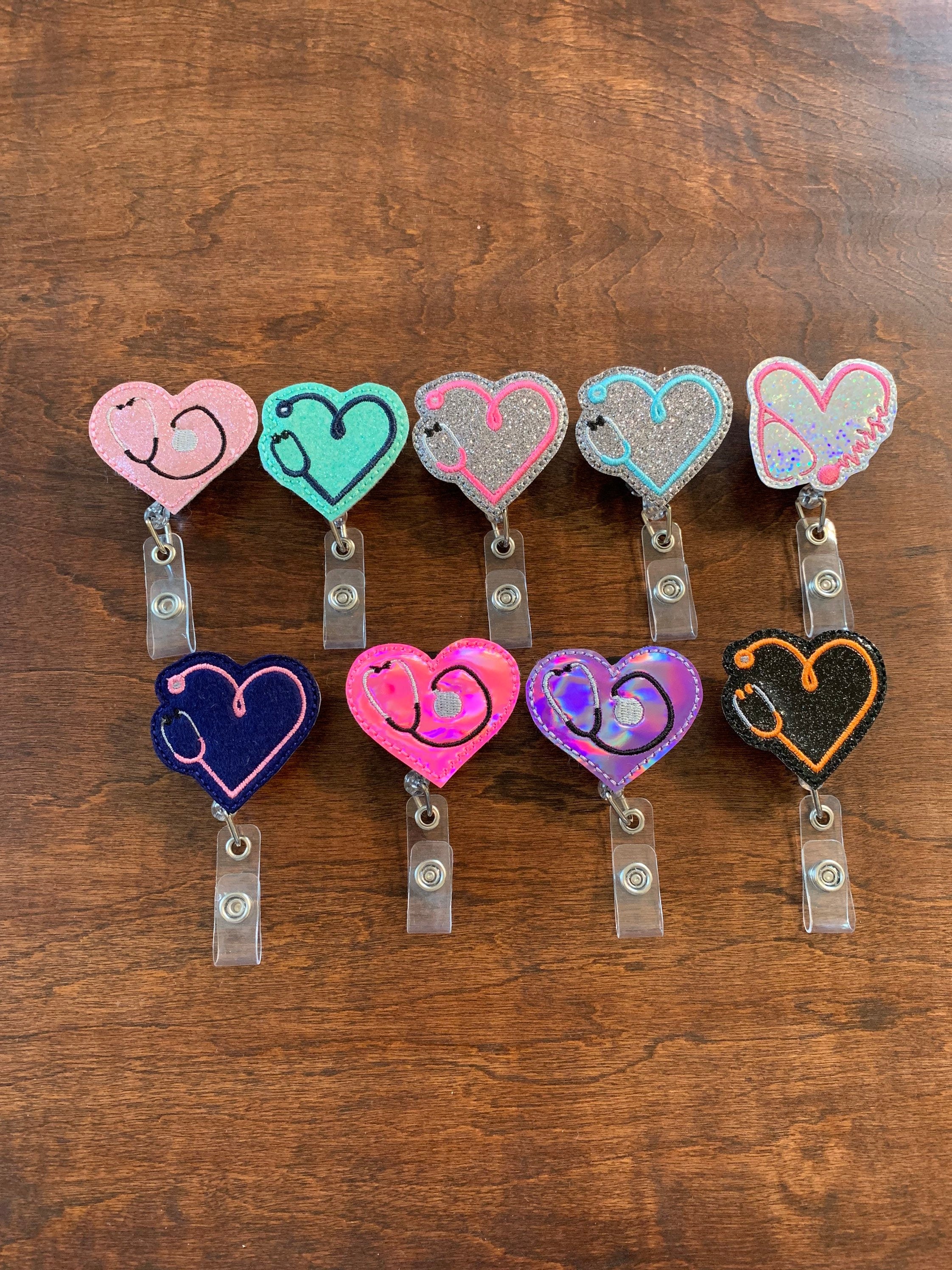 Heart Badge Reel, Glitter Badge Reel, Nurse Badge Reel – 13 Dragonfly  Designs