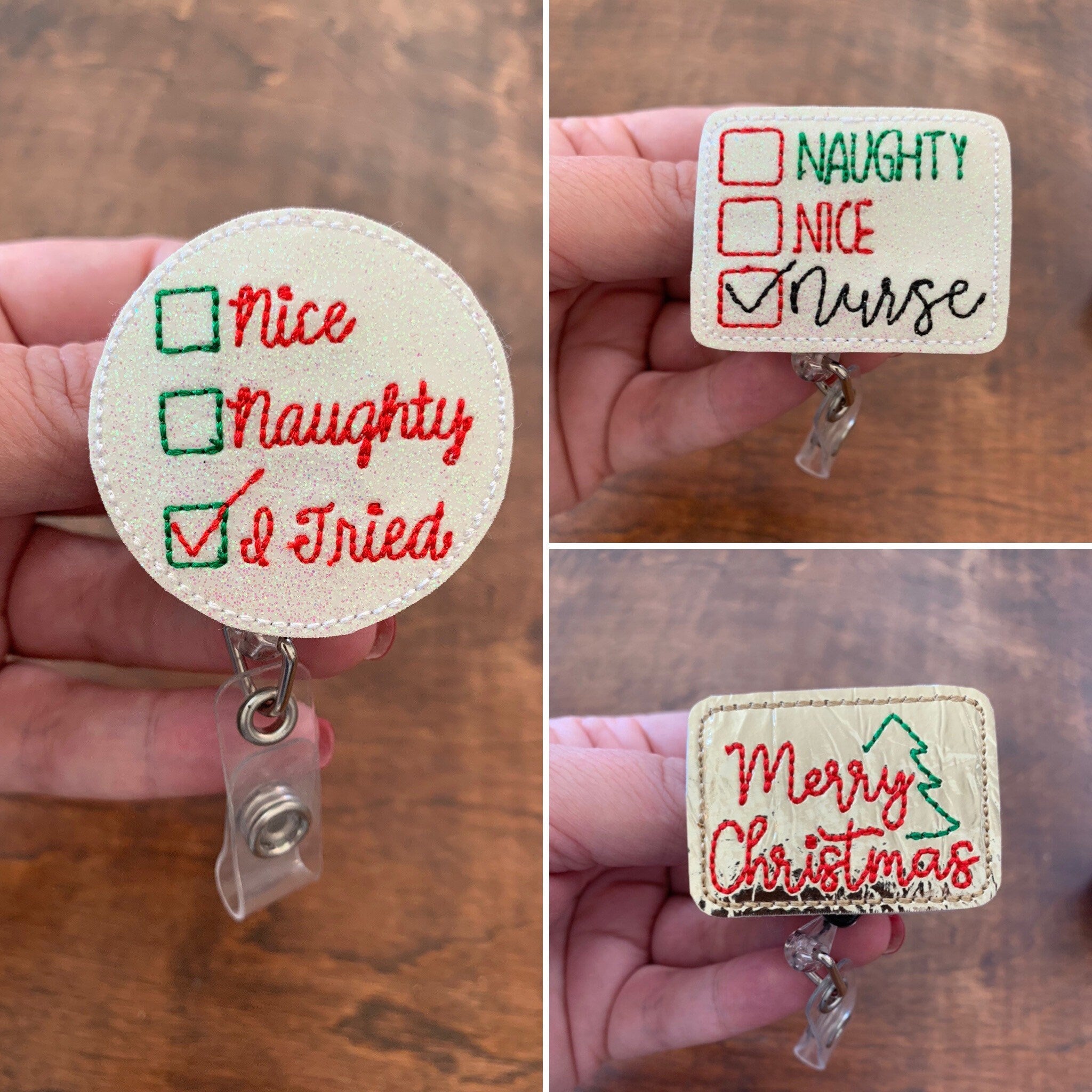 Christmas badge reel, Holiday badge reel, Nurse badge reel, Naughty Ni – 13  Dragonfly Designs