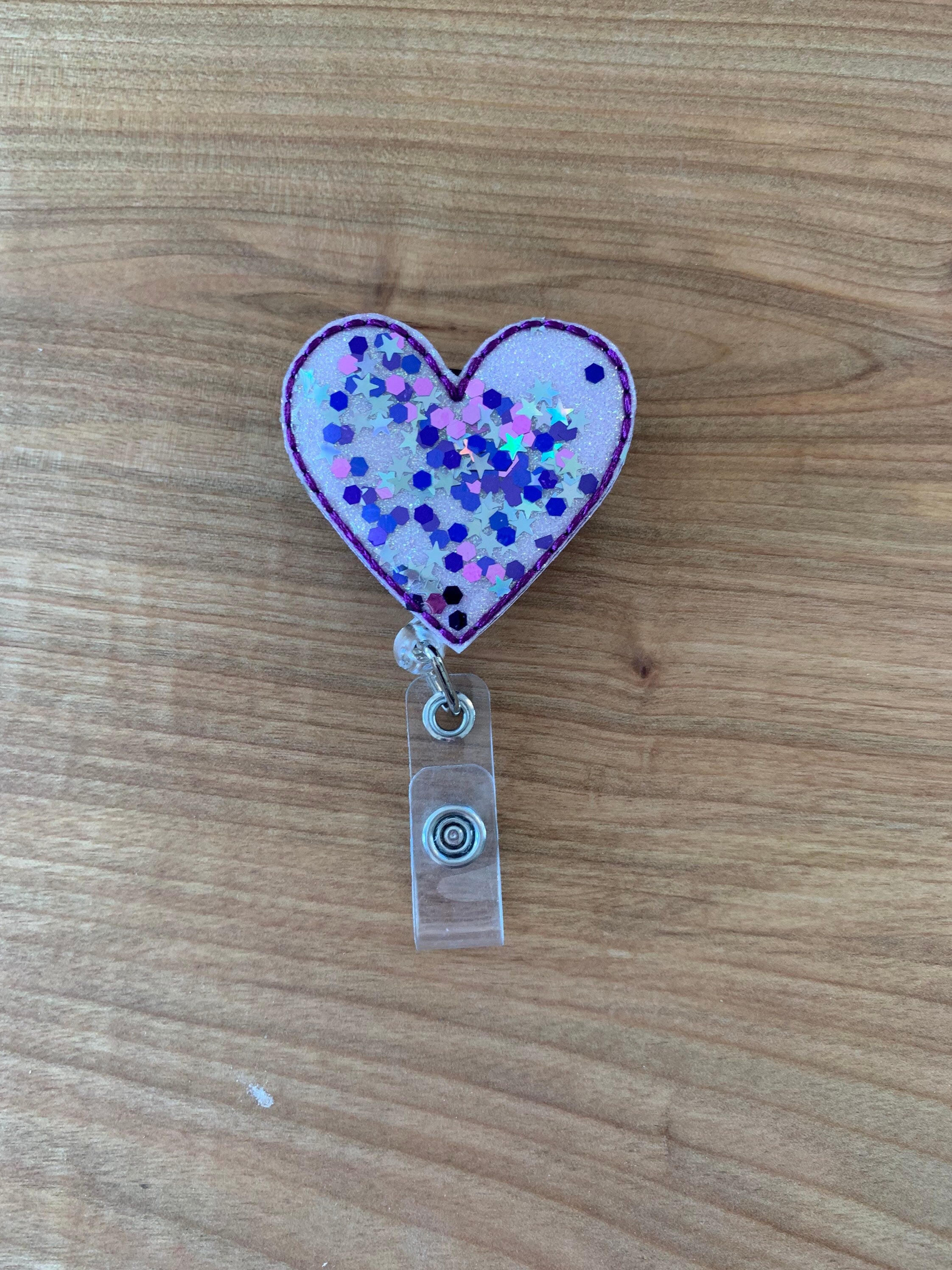 Heart Badge Reel, Glitter Badge Reel, Nurse Badge Reel – 13 Dragonfly  Designs
