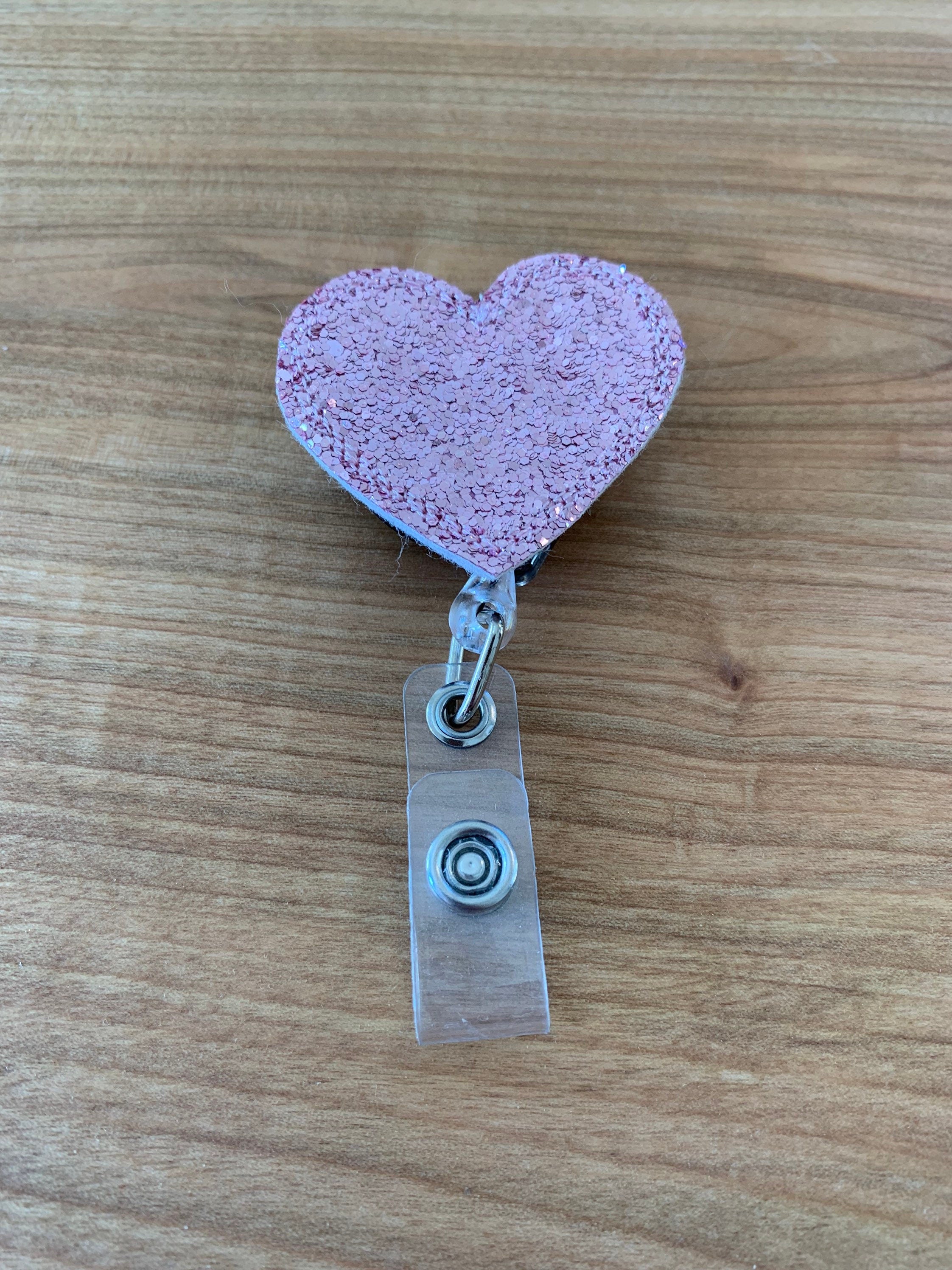 Rn Badge Reel - Rose Gold Heart Badge Reel - Valentines Day - Heart Badge Reel - Rose Gold Heart Retractable Badge Reel - ID Badge Holder